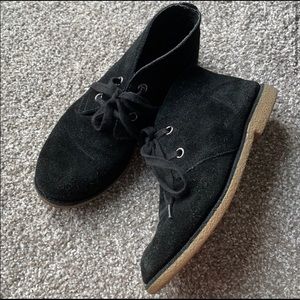 Lucky brand black leather flat booties